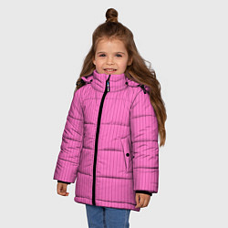 Куртка зимняя для девочки Фуксия в тонкую полоску, цвет: 3D-черный — фото 2