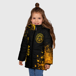 Куртка зимняя для девочки Leicester City - gold gradient вертикально, цвет: 3D-черный — фото 2