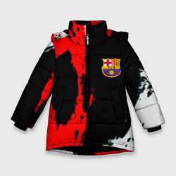 Куртка зимняя для девочки Barcelona fc краски спорт, цвет: 3D-черный
