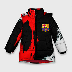 Куртка зимняя для девочки Barcelona fc краски спорт, цвет: 3D-красный