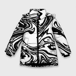 Куртка зимняя для девочки Абстрактная черно-белая, цвет: 3D-черный