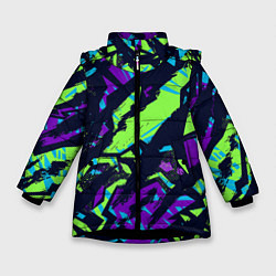 Куртка зимняя для девочки Абстрактный фон со спортивным рисунком, цвет: 3D-черный