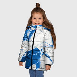 Куртка зимняя для девочки Бело-синий мрамор, цвет: 3D-красный — фото 2
