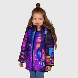Куртка зимняя для девочки Город ночью, цвет: 3D-красный — фото 2