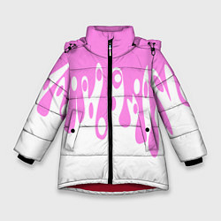 Куртка зимняя для девочки Потеки розовой краски на белом, цвет: 3D-красный