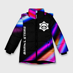 Куртка зимняя для девочки Brawl Stars speed game lights, цвет: 3D-черный