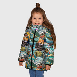 Куртка зимняя для девочки Adventure stickers, цвет: 3D-светло-серый — фото 2