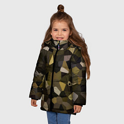 Куртка зимняя для девочки Мозаика оливковых оттенков, цвет: 3D-светло-серый — фото 2