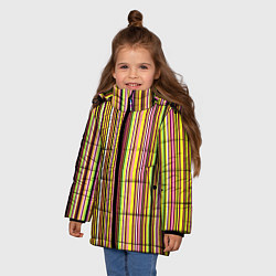 Куртка зимняя для девочки Жёлто-розовый сочетание полосатое, цвет: 3D-красный — фото 2