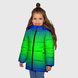 Куртка зимняя для девочки Зелёный градиент текстура, цвет: 3D-красный — фото 2