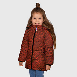 Куртка зимняя для девочки Сочный коричневый однотонный текстурированный, цвет: 3D-черный — фото 2