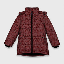Куртка зимняя для девочки Тёмный красно-коричневый узорный, цвет: 3D-черный