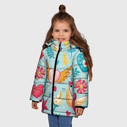 Куртка зимняя для девочки Сердечко с крылышками, цвет: 3D-красный — фото 2