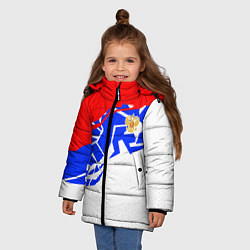 Куртка зимняя для девочки Россия- астрактивный триколор, цвет: 3D-красный — фото 2