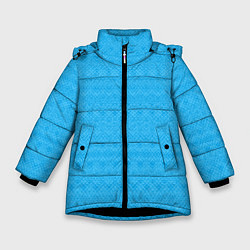 Куртка зимняя для девочки Однотонный голубой полосатый узор, цвет: 3D-черный