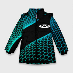 Куртка зимняя для девочки Chery electro hexagon, цвет: 3D-черный