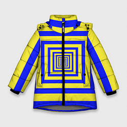 Куртка зимняя для девочки Квадраты уходящие в даль, цвет: 3D-светло-серый