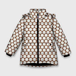 Куртка зимняя для девочки Паттерн сетчатые звездочки, цвет: 3D-черный