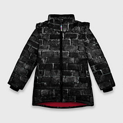 Куртка зимняя для девочки Текстура темного кирпича, цвет: 3D-красный