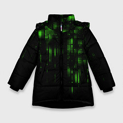 Куртка зимняя для девочки Геометрический эффект матрицы, цвет: 3D-черный