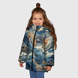 Куртка зимняя для девочки Абстрактная композиция - нейросеть, цвет: 3D-красный — фото 2