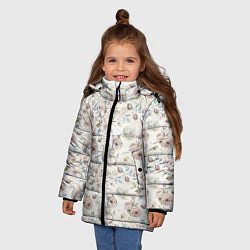 Куртка зимняя для девочки Нежная белочка в цветах, цвет: 3D-красный — фото 2