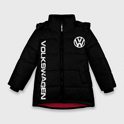 Куртка зимняя для девочки Volkswagen logo white, цвет: 3D-красный