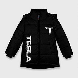 Куртка зимняя для девочки Tesla logo white, цвет: 3D-черный