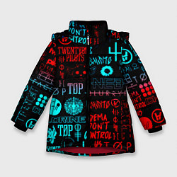 Куртка зимняя для девочки Twenty one pilots pattern music, цвет: 3D-красный