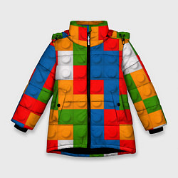 Куртка зимняя для девочки Блоки цветового конструктора, цвет: 3D-черный
