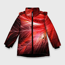 Куртка зимняя для девочки Перья феникса - абстракция, цвет: 3D-черный