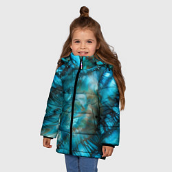 Куртка зимняя для девочки Абстракция батик - морской стиль, цвет: 3D-черный — фото 2