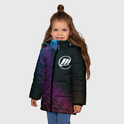Куртка зимняя для девочки Lifan neon hexagon, цвет: 3D-черный — фото 2