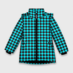 Куртка зимняя для девочки Паттерн клеточка, цвет: 3D-черный