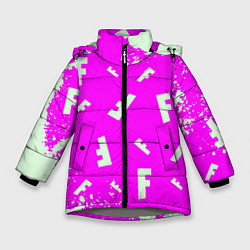 Куртка зимняя для девочки Fortnite pattern pink, цвет: 3D-светло-серый