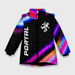 Куртка зимняя для девочки Portal fast light neon stripes, цвет: 3D-черный