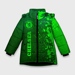 Куртка зимняя для девочки Chelsea - green gradient по-вертикали, цвет: 3D-черный