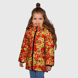 Куртка зимняя для девочки Хохлома, цвет: 3D-светло-серый — фото 2