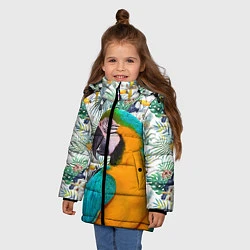 Куртка зимняя для девочки Летний попугай, цвет: 3D-черный — фото 2