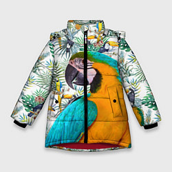 Куртка зимняя для девочки Летний попугай, цвет: 3D-красный