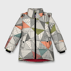 Куртка зимняя для девочки Геометрия, цвет: 3D-красный