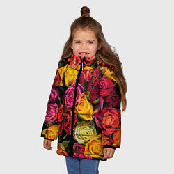 Куртка зимняя для девочки Ассорти из роз, цвет: 3D-черный — фото 2