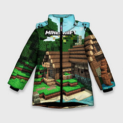 Куртка зимняя для девочки Minecraft House, цвет: 3D-черный