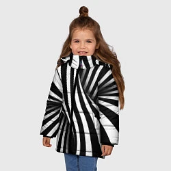 Куртка зимняя для девочки Оптические иллюзии, цвет: 3D-черный — фото 2
