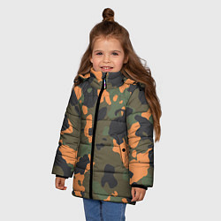 Куртка зимняя для девочки Камуфляж: хаки/оранжевый, цвет: 3D-светло-серый — фото 2