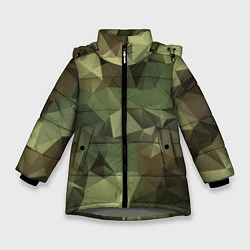Куртка зимняя для девочки Полигональный камуфляж, цвет: 3D-светло-серый
