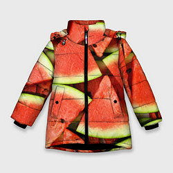 Куртка зимняя для девочки Дольки арбуза, цвет: 3D-черный