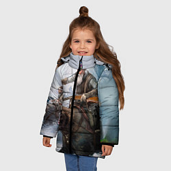 Куртка зимняя для девочки Русский воин на медведе, цвет: 3D-светло-серый — фото 2
