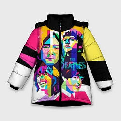 Куртка зимняя для девочки The Beatles: Poly-art, цвет: 3D-черный