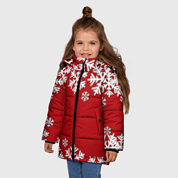 Куртка зимняя для девочки Снежинки, цвет: 3D-светло-серый — фото 2